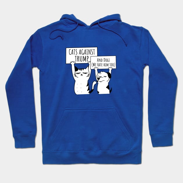 Protest Cat: Cats and Dogs Against Trump Hoodie by blueavocado